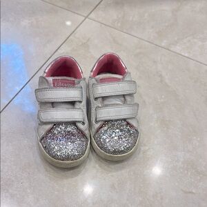 Girls' Silver Falcotto sneakers Glitter Toe Velcro Kids Shoes size EU 23